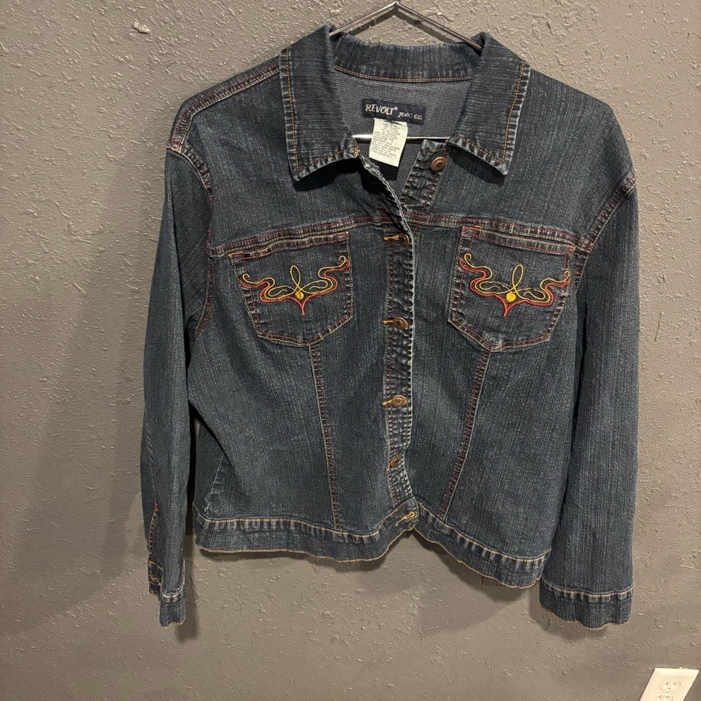 Women’s Revolt Denim Jacket with Embroidered Details